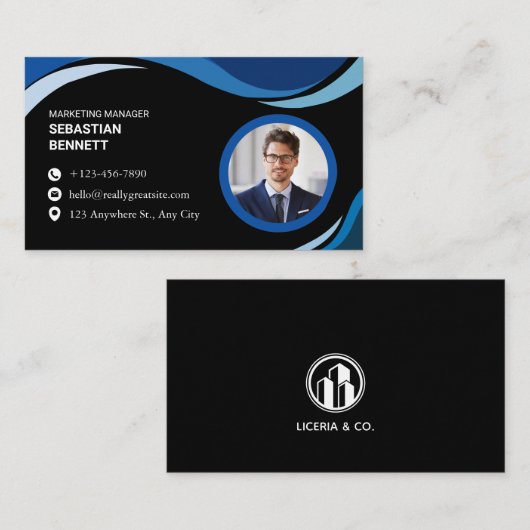 Modern Minimalist Black Custom  Visitekaartje (Voorkant / Achterkant)