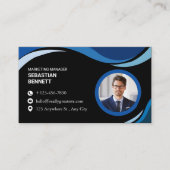 Modern Minimalist Black Custom  Visitekaartje (Voorkant)