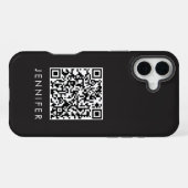 Modern Minimalist Black Executive QR Code Monogram iPhone Hoesje (Achterkant horizontaal)