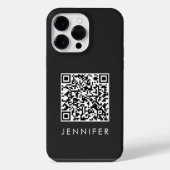 Modern Minimalist Black Executive QR Code Monogram iPhone Hoesje (Achterkant)