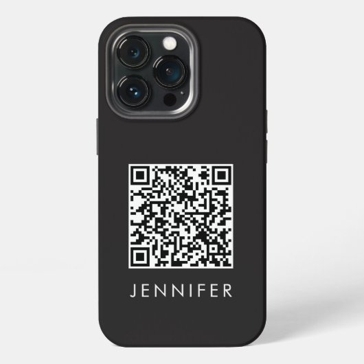 Modern Minimalist Black Executive QR Code Monogram iPhone Hoesje (Achterkant)