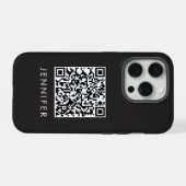 Modern Minimalist Black Executive QR Code Monogram iPhone Hoesje (Achterkant horizontaal)