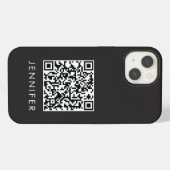 Modern Minimalist Black Executive QR Code Monogram iPhone Hoesje (Achterkant horizontaal)