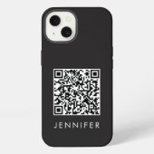 Modern Minimalist Black Executive QR Code Monogram iPhone Hoesje (Achterkant)