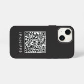 Modern Minimalist Black Executive QR Code Monogram iPhone Hoesje (Achterkant horizontaal)