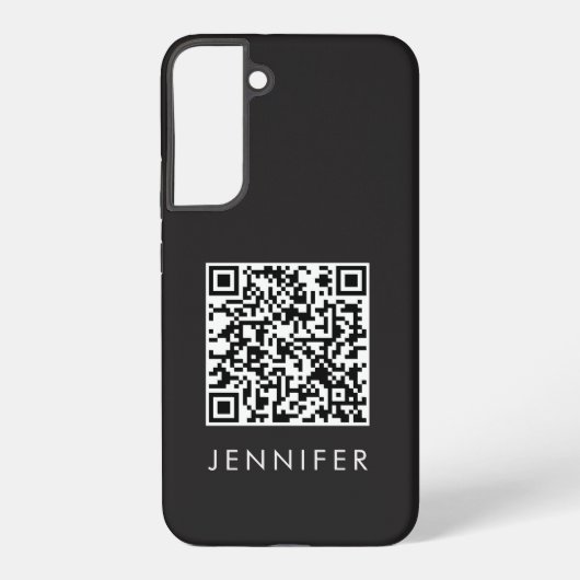Modern Minimalist Black Executive QR Code Monogram Samsung Galaxy Hoesje (Achterkant)