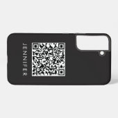 Modern Minimalist Black Executive QR Code Monogram Samsung Galaxy Hoesje (Achterkant horizontaal)