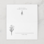 Modern minimalist Black Floral Bouquet Wedding Plaatskaartje (Buitenkant ongevouwen)