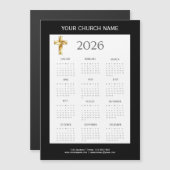 Modern Minimalist Black Gold 2026 Calendar Magnet (Voorkant / Achterkant)