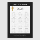 Modern Minimalist Black Gold 2026 Calendar Magnet (Voorkant)