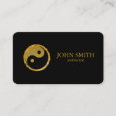 Modern Minimalist Black Gold Lotus Yoga Instructor Visitekaartje (Voorkant)