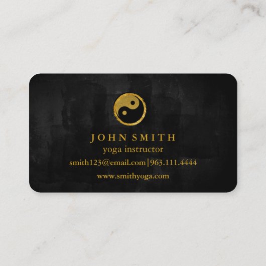 Modern Minimalist Black Gold Lotus Yoga Instructor Visitekaartje (Achterkant)