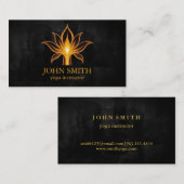 Modern Minimalist Black Gold Lotus Yoga Instructor Visitekaartje (Voorkant / Achterkant)