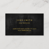 Modern Minimalist Black Gold Lotus Yoga Instructor Visitekaartje (Achterkant)