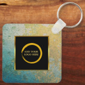 Modern minimalist black gold simple add your logo  sleutelhanger (Achterkant)