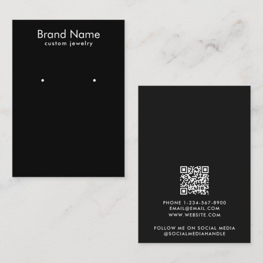 Modern Minimalist Black Jewelry Display Card Visitekaartje (Voorkant / Achterkant)