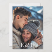 Modern Minimalist Black Line Photo Wedding Kaart (Achterkant)