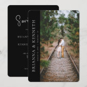 Modern Minimalist Black Photo Save the Date Kaart (Voorkant / Achterkant)