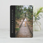 Modern Minimalist Black Photo Save the Date Kaart (Staand voorkant)