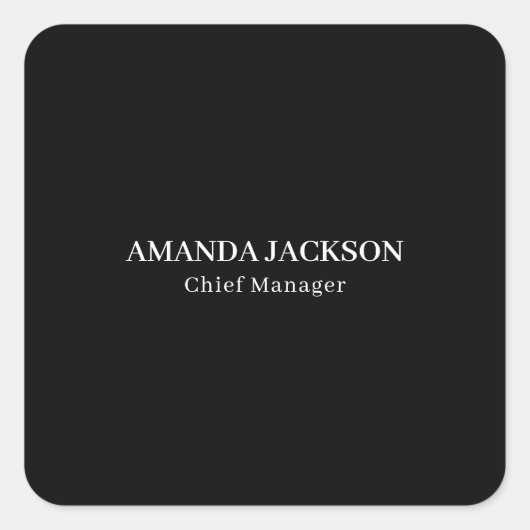 Modern Minimalist Black Professional Trendy Vierkante Sticker (Voorkant)