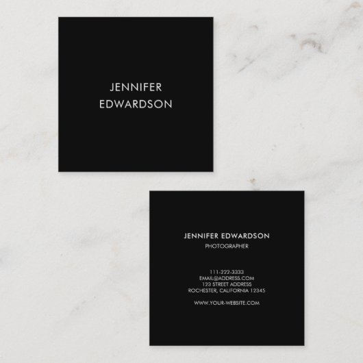 Modern minimalist black professional vierkante visitekaartje (Voorkant / Achterkant)