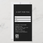 Modern Minimalist Black QR Code Gift Certificate (Achterkant)