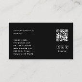 Modern Minimalist Black QR Code Logo Social Media Visitekaartje (Achterkant)