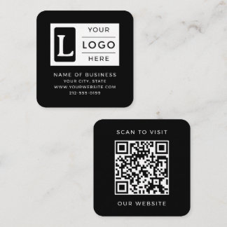 Modern Minimalist Black Square QR Code Custom Logo Vierkante Visitekaartje