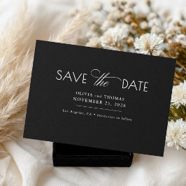 Modern Minimalist Black Wedding Save The Date