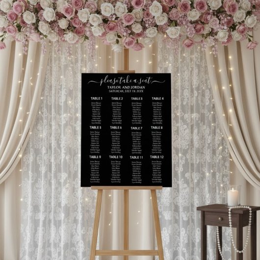 Modern Minimalist Black Wedding Seating Chart Acryl Bord