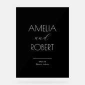 Modern Minimalist Black Wedding Welcome Acryl Bord (Voorkant)