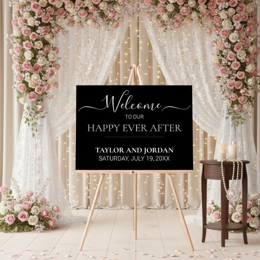 Modern Minimalist Black Wedding Welcome Sign Acryl Bord