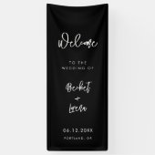 Modern Minimalist Black Welcome to our Wedding Spandoek (Verticaal)