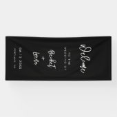 Modern Minimalist Black Welcome to our Wedding Spandoek (Horizontaal)
