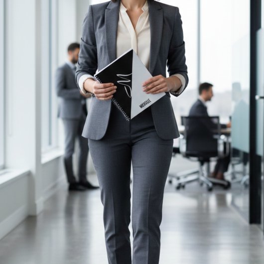 Modern Minimalist Black & White Chic Monogram Name Notitieboek