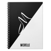 Modern Minimalist Black & White Chic Monogram Name Notitieboek (Voorkant)