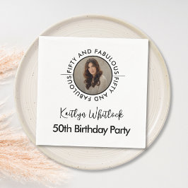 Modern Minimalist Black White Fifty and Fabulous Servet