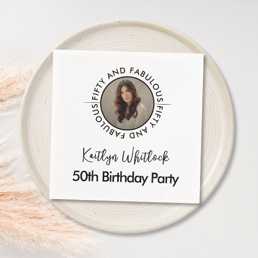 Modern Minimalist Black White Fifty and Fabulous Servet