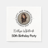 Modern Minimalist Black White Fifty and Fabulous Servet (Voorkant)