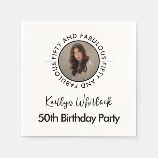 Modern Minimalist Black White Fifty and Fabulous Servet (Voorkant)