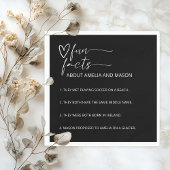 Modern Minimalist Black & White Fun Facts Wedding Servet