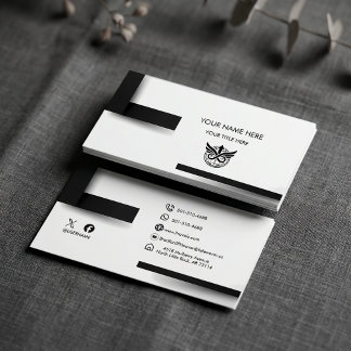 Modern Minimalist Black & White Logo Business Card Visitekaartje