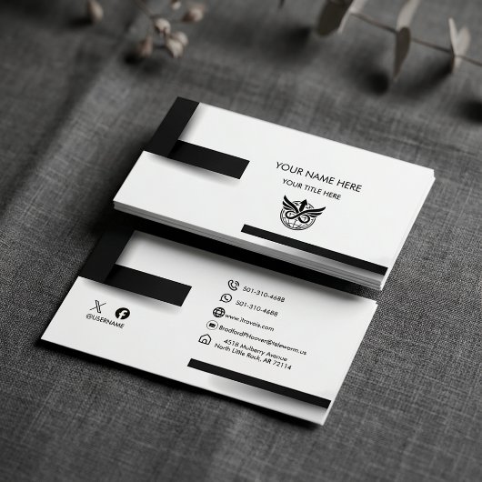 Modern Minimalist Black & White Logo Business Card Visitekaartje
