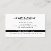Modern Minimalist Black White Logo Professional Visitekaartje (Achterkant)