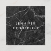 Modern minimalist black white marble professional vierkante visitekaartje (Voorkant)