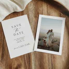 Modern Minimalist Black & White Photo Wedding Save The Date