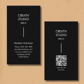 Modern Minimalist Black White QR Code Visitekaartje
