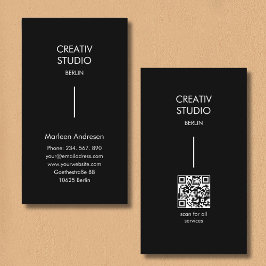 Modern Minimalist Black White QR Code Visitekaartje