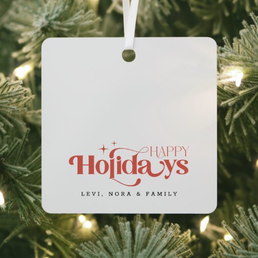 Modern Minimalist Black & White Sibling Christmas Metalen Ornament (Insitu)