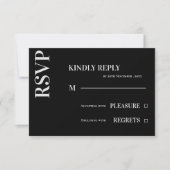 Modern minimalist Black White Typography Wedding RSVP Kaartje (Voorkant)